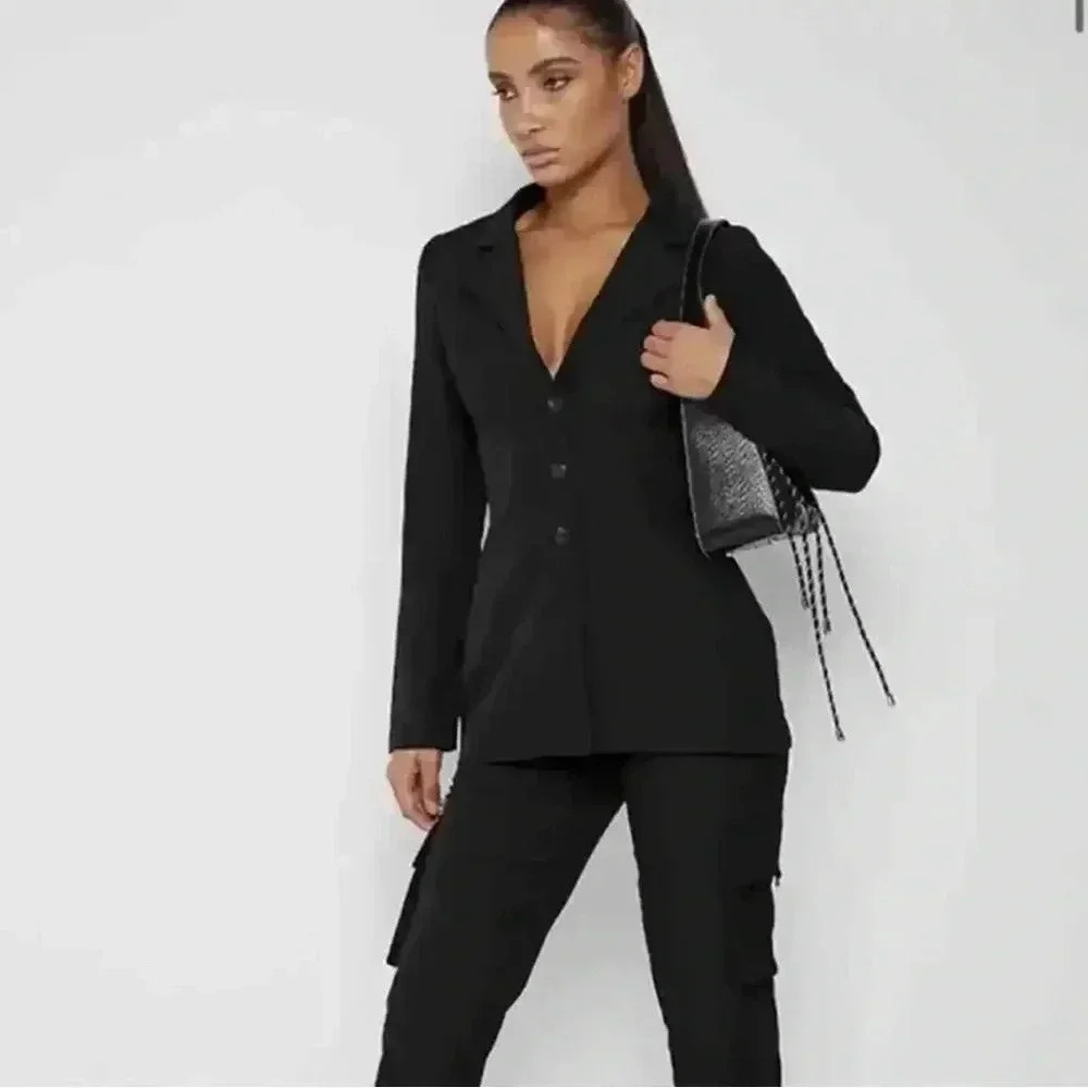 Maniere de Voir Black Single‎ Breasted Women Blazer Jacket Size 14